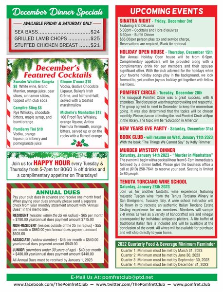 Pomfret Club Events 12 2022